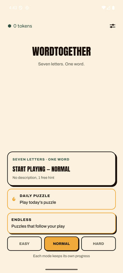 WordTogether home screen
